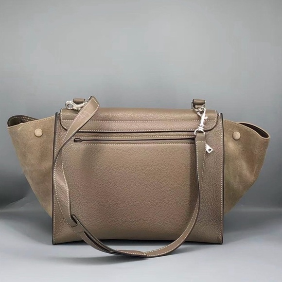 AUTHENTIC Celine Medium Shoulder Crossbody Trapeze Bag Souris Calfskin Leather - Picture 4 of 16